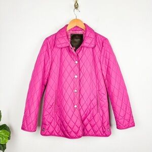 Coach Hot Pink Diamond Quilted Snap Up Coat Jacket Sz S